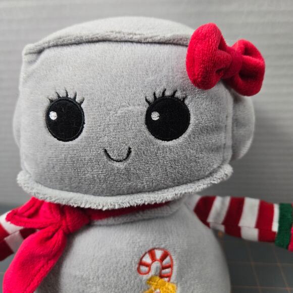 Walmart Dreams Christmas Girl Robot Plush Bow Scarf Candy Cane Arms Legs Shirt - Picture 2 of 10